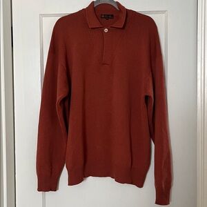 Loro Piana Cashmere Rust Polo Sweater Shirt 100% Cashmere-Size 54